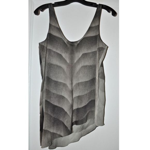 HELMUT LANG Printed Silk Chiffon Asymmetric Tank - Picture 2 of 2